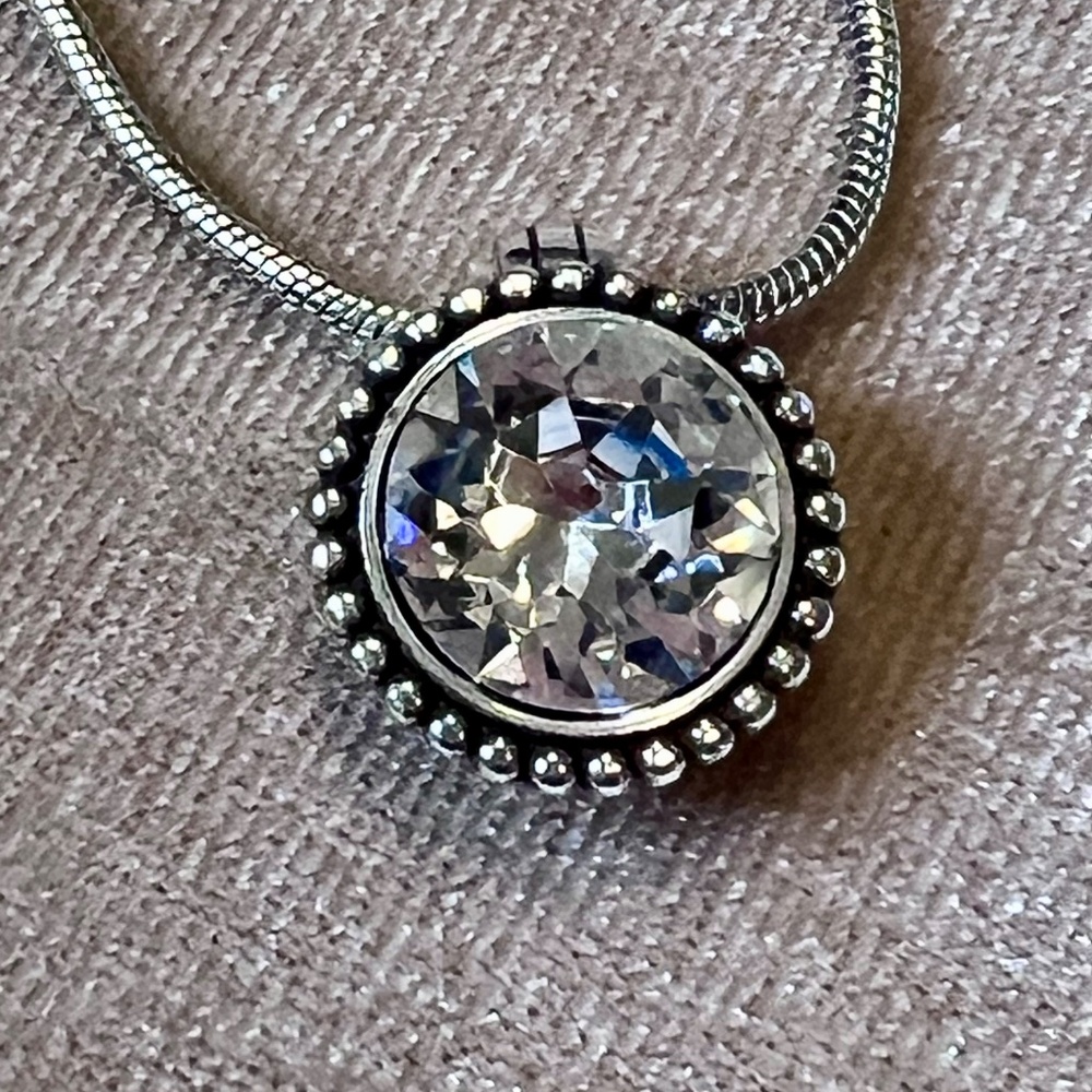 Silver tone large CZ necklace - Picture 2 of 6